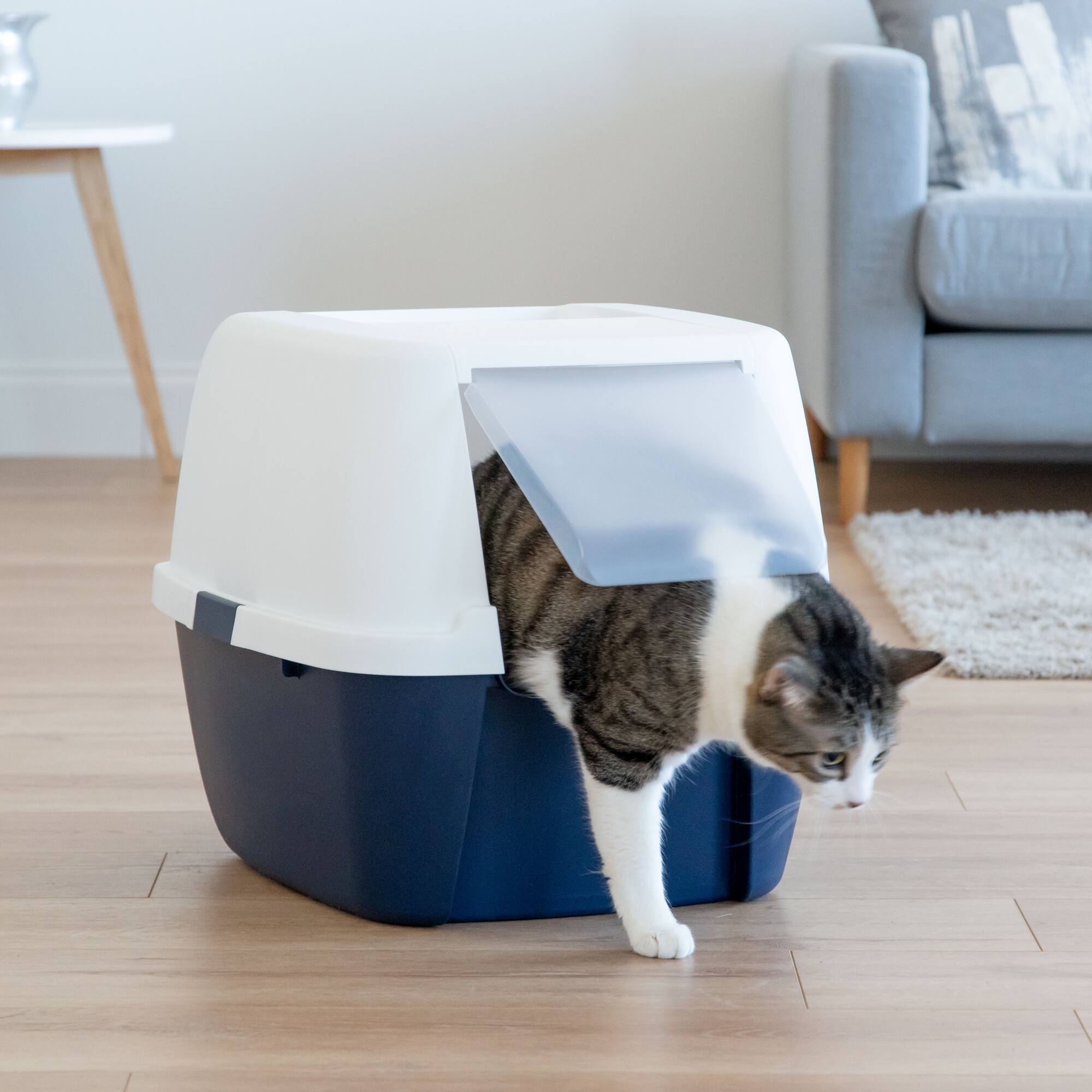IRIS® 31qt. Blue Cat Litter Box with Hooded Lid